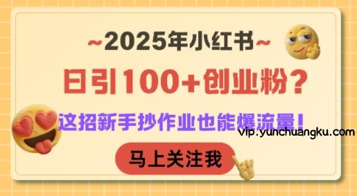 2025年小红书日引100+创业粉？这招新手抄作业也能爆流量！-云创项目库