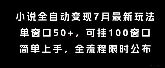 小说全自动变现7月玩法，单窗口50+，可挂100窗口，简单上手，全流程限时公布【揭秘】-云创项目库