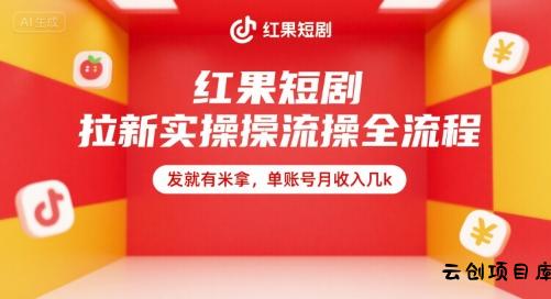 红果短剧拉新实操全流程，发就有米拿，单账号月收入几k-云创项目库