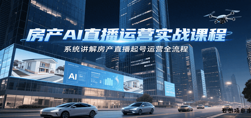 房产AI直播运营实战课程，系统讲解房产直播起号运营全流程-云创项目库