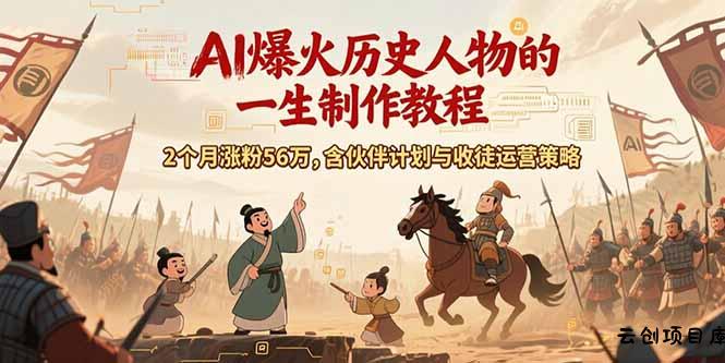 AI历史人物赛道课程，2个月涨粉56万，含伙伴计划与收徒运营策略-云创项目库