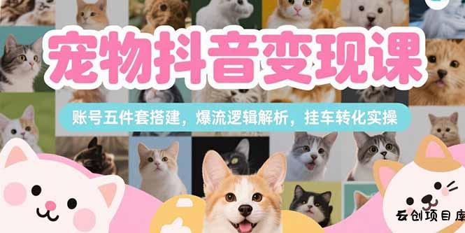 宠物抖音变现课，账号五件套搭建，爆流逻辑解析，挂车转化实操-云创项目库