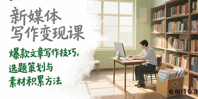 新媒体写作变现课，爆款文章写作技巧，选题策划与素材积累方法-云创项目库