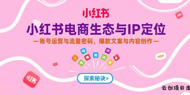小红书电商生态与IP定位，账号运营与流量密码，爆款文案与内容创作-云创项目库