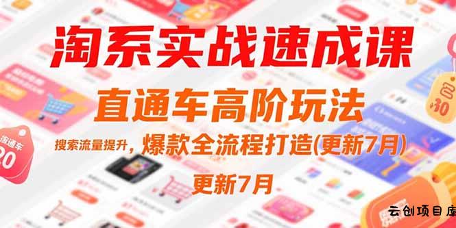 淘系实战速成课，直通车高阶玩法，搜索流量提升，爆款全流程打造(更新7月-云创项目库