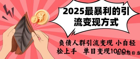 2025年最暴利的引流变现方式，负债人群引流变现，小白轻松上手，日入1k-云创项目库