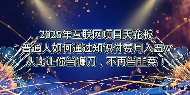 2025年互联网项目天花板，普通人如何通过卖项目实现逆风翻盘，月入5W＋！-云创项目库