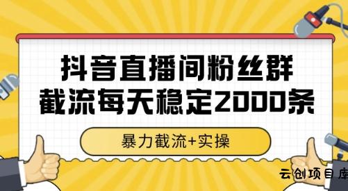 抖音直播间粉丝群截流，稳定采集数据全行业通用 2000条数据一天【揭秘】-云创项目库