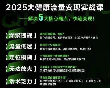 大健康流量全域新增长8.0，三月底线下课视频，大健康万亿蓝海，从类目突围到模式迭代-云创项目库