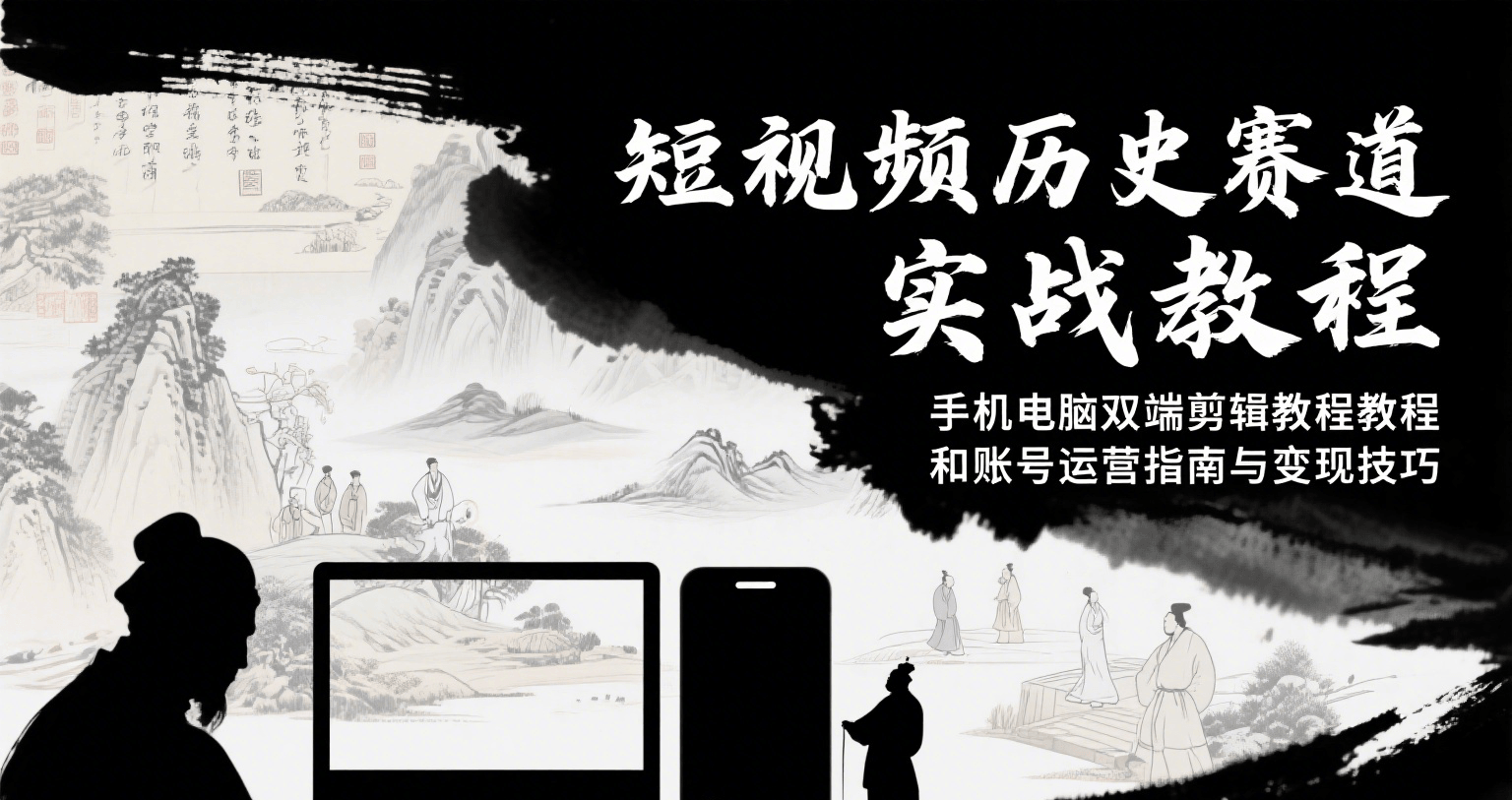 短视频历史赛道实战教程，手机电脑双端剪辑教程和账号运营指南与变现技巧-云创项目库
