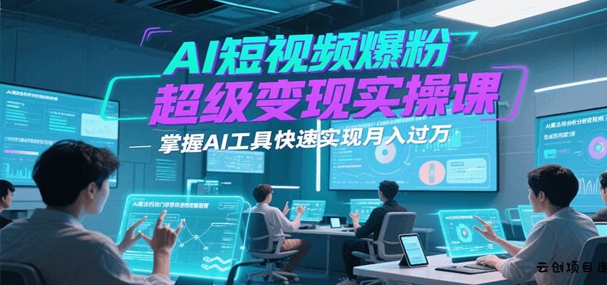 AI短视频爆粉超级变现实操课，掌握AI工具快速实现月入过万-云创项目库