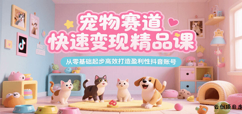 宠物赛道快速变现精品课，从零基础起步高效打造盈利性抖音账号-云创项目库
