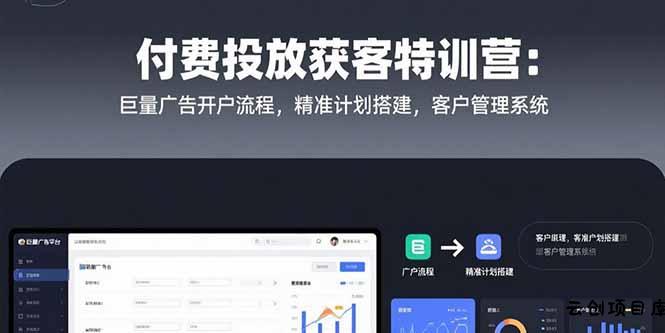 付费投放获客特训营：巨量广告开户流程，精准计划搭建，客户管理系统-云创项目库