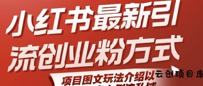 小红书最新引流创业粉方式，项目图文玩法介绍以及如何安全倒流私域-云创项目库