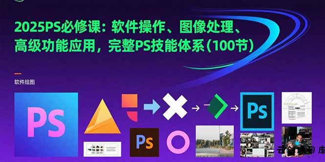 2025PS必修课：软件操作、图像处理、高级功能应用，完整PS技能体系(100节-云创项目库
