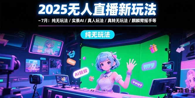 2025无人直播新玩法-7月：纯无玩法/实景AI/真人玩法/绿幕玩法/真转无玩法-云创项目库