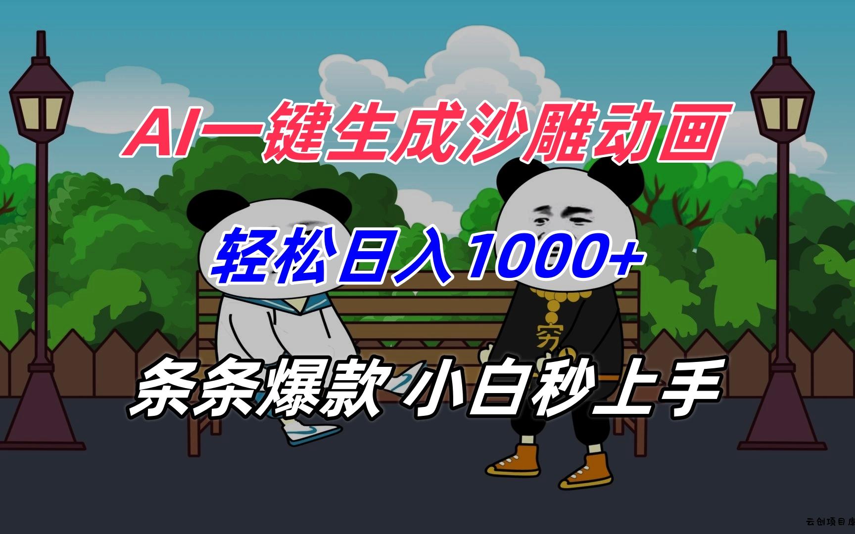 AI一键生成沙雕动画，轻松日入1000+，条条爆款，小白秒上手-云创项目库