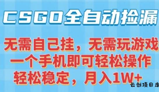 CSGO自动捡漏项目，最新独家玩法，一个手机可操作，新手小白轻松月入1W+，操作简单易上手【揭秘】-云创项目库