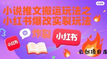 小说推文搬运玩法之小红书，小红书爆改实长炸裂玩法-云创项目库