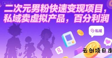 二次元男粉快速变现项目，私域卖虚拟产品，百分利润-云创项目库