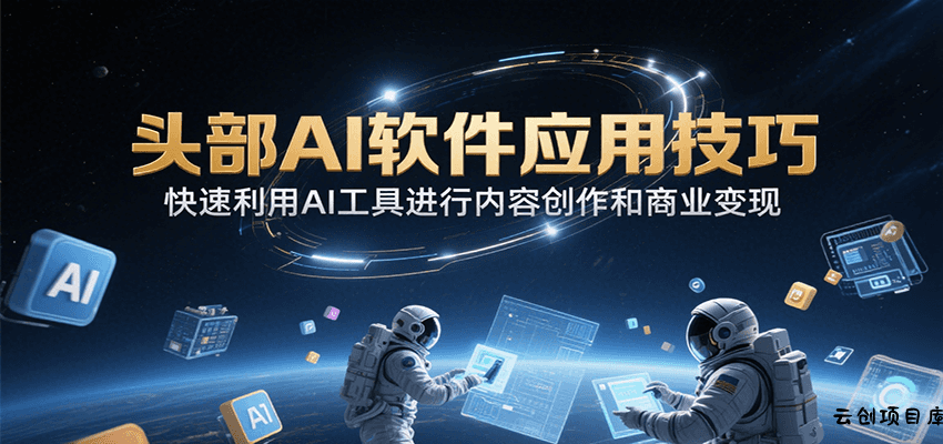 头部AI软件应用技巧，快速利用AI工具进行内容创作和商业变现-云创项目库