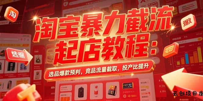 淘宝暴力截流起店教程：选品爆款预判，竞品流量截取，投产比提升-云创项目库