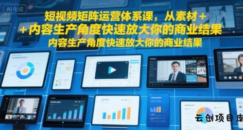 短视频矩阵运营体系课，从素材+内容生产角度快速放大你的商业结果-云创项目库