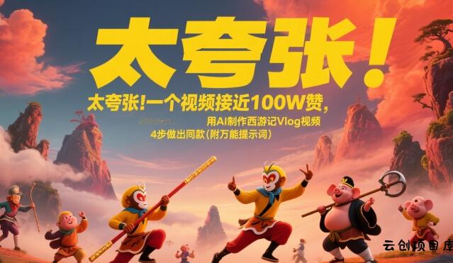 太夸张！一个视频接近100W赞，用AI制作西游记Vlog视频，全流程拆解来了(附万能提示词)-云创项目库