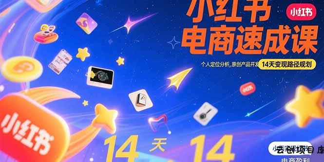 小红书虚拟电商速成课：个人定位分析，原创产品开发，14天变现路径规划-云创项目库