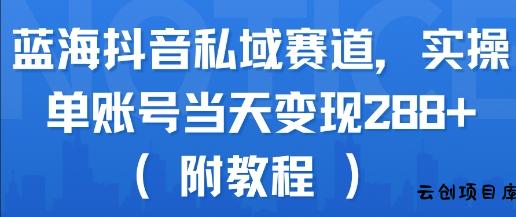 蓝海抖音私域赛道，实操单账号当天变现288+(附教程)-云创项目库