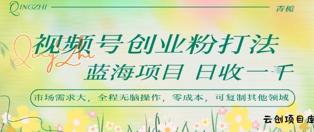 视频号创业粉打法，日入1k，蓝海项目，市场需求大，全程无脑操作，可复制-云创项目库