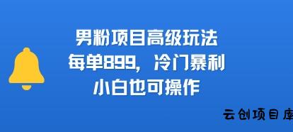 男粉项目高级玩法，每单899，冷门暴利，小白也可操作-云创项目库