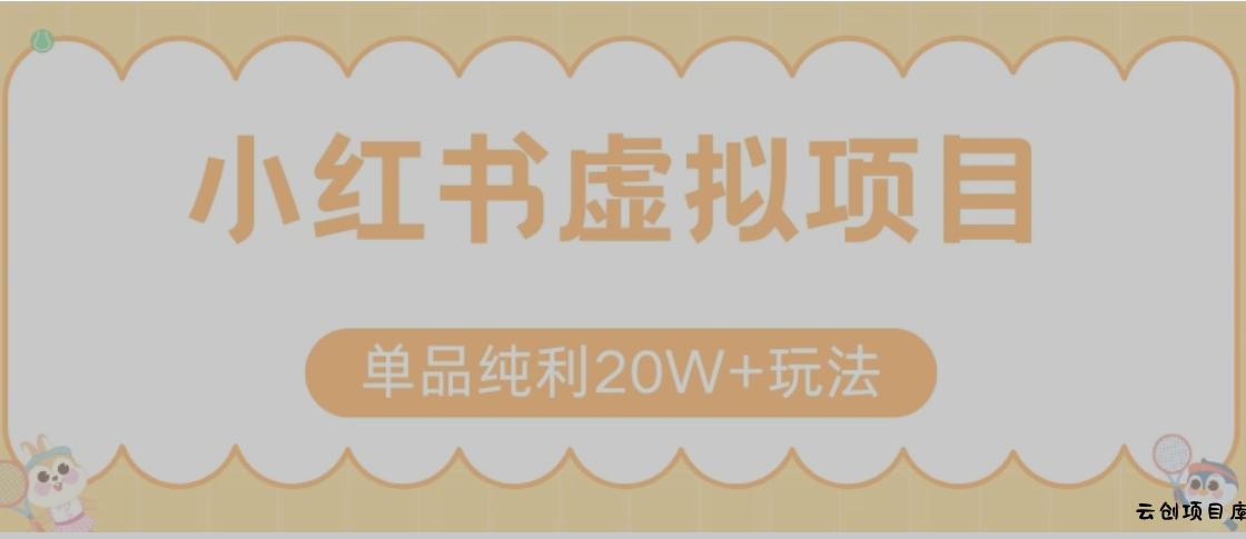 小红书卖虚拟产品，单品纯利20W+玩法分享（节系列课程）-云创项目库