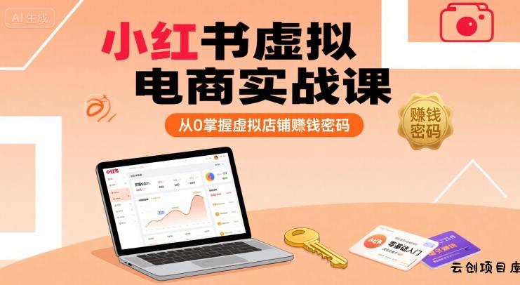 小红书虚拟电商实战课，从0掌握虚拟店铺賺钱密码-云创项目库