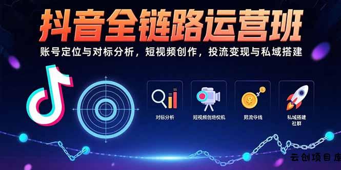 抖音全链路运营班：账号定位与对标分析，短视频创作，投流变现与私域搭建-云创项目库