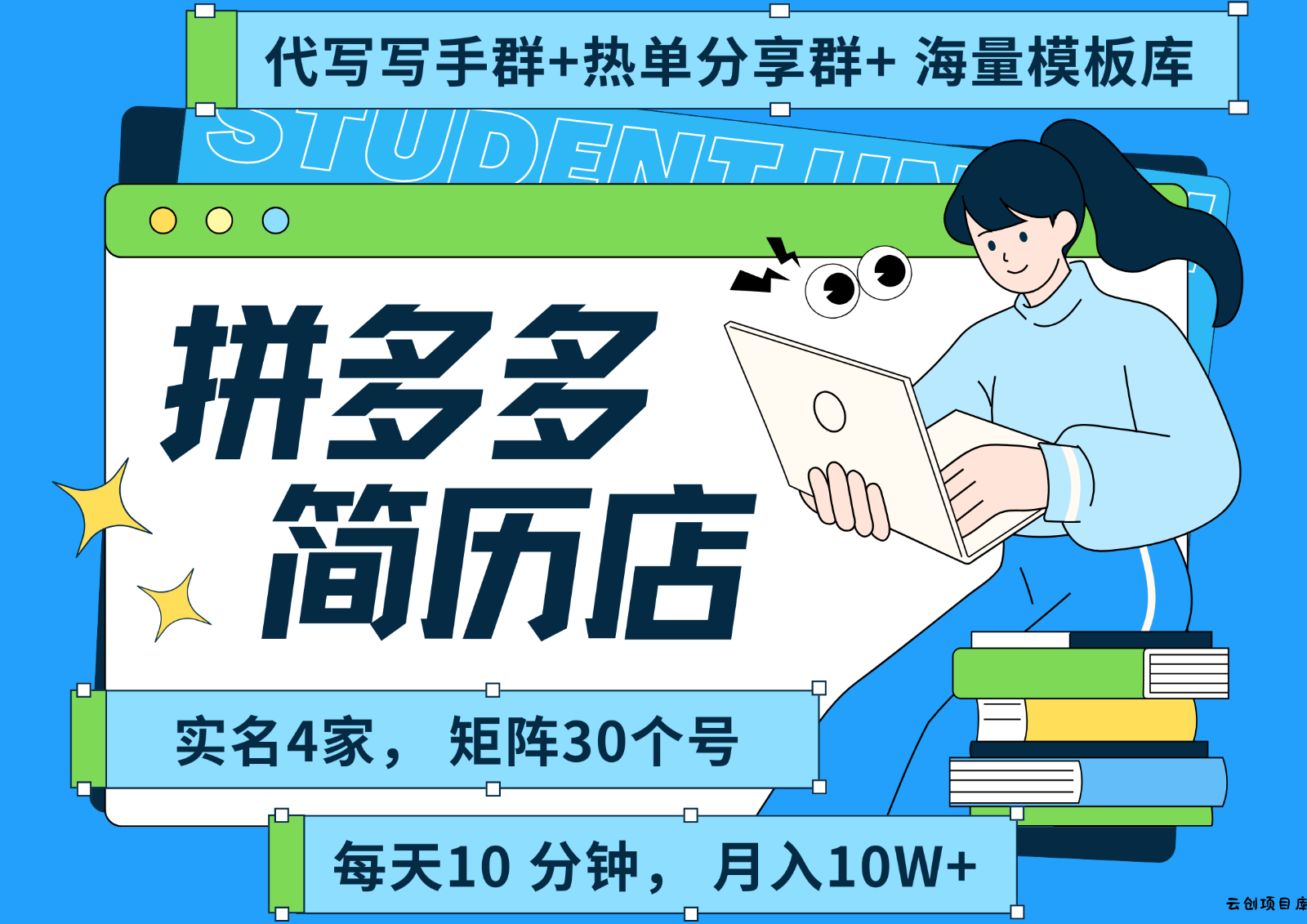 拼多多电商 拼多多 虚拟资料 简历 海报代写 全SOP流程 毫无保留分享(含后端资料)-云创项目库