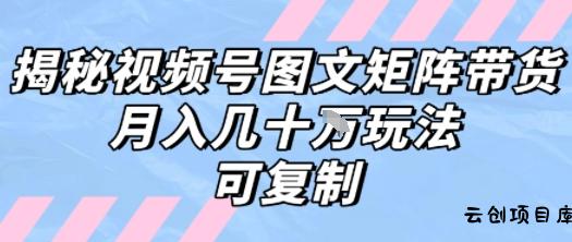 解密视频号图文矩阵带货，月入几个W的打法，可复制-云创项目库