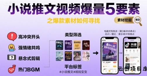 小说推文视频爆量5要素之爆款素材如何寻找-云创项目库