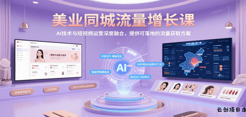 美业同城流量增长课，AI技术与短视频运营深度融合，提供可落地的流量获取方案-云创项目库