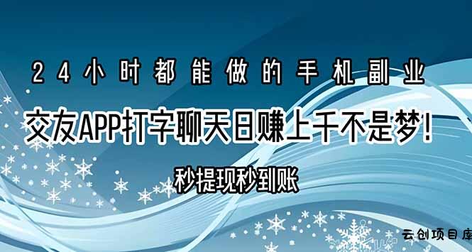 交友APP打字聊天赚钱秒提现秒到账，日赚上千不是梦！-云创项目库