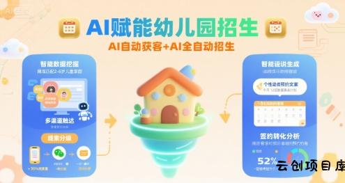 AI赋能幼儿园招生，AI自动获客+AI全自动招生-云创项目库