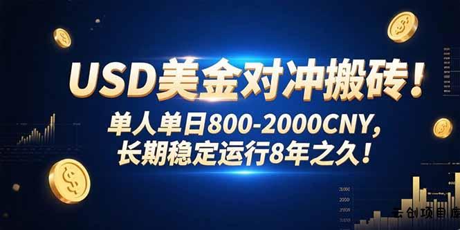 USD美金对冲搬砖!单人单日800-2000CNY，长期稳定运行8年之久!-云创项目库