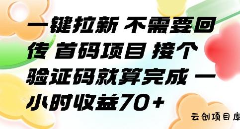 一键拉新 不需要回传 首码项目 接个验证码就算完成 一小时收益70+【揭秘】-云创项目库