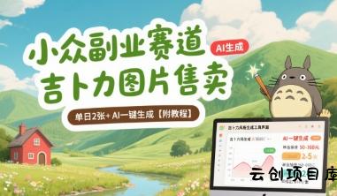 小众副业赛道 吉卜力图片售卖 单日2张+ AI一键生成【附教程】-云创项目库