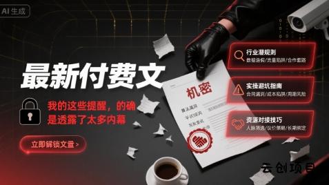 最新付费文：我的这些提醒，的确是透露了太多内幕-云创项目库