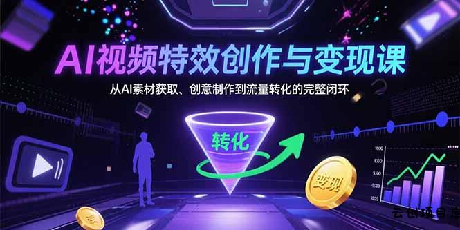 AI视频特效创作与变现课：从AI素材获取、创意制作到流量转化的完整闭环-云创项目库