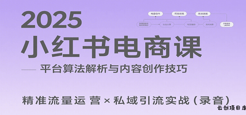 2025小红书电商课：解析算法，创作高转化内容，助力卖家获取流量实现变现(录音)-云创项目库