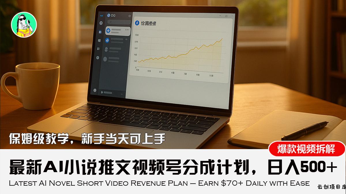 最新AI小说推文视频号分成计划，新手小白也能当天日入500+教程-云创项目库