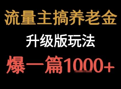 流量主之养老金升级版玩法  爆一篇收益1k+-云创项目库