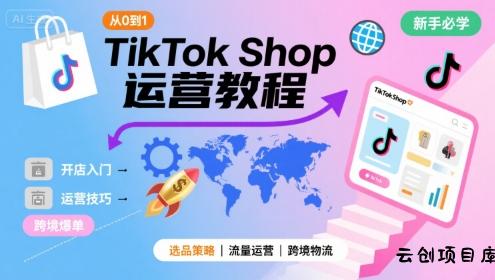 TikTok Shop从0到1运营教程，TikTok跨境电商新手必学课程-云创项目库